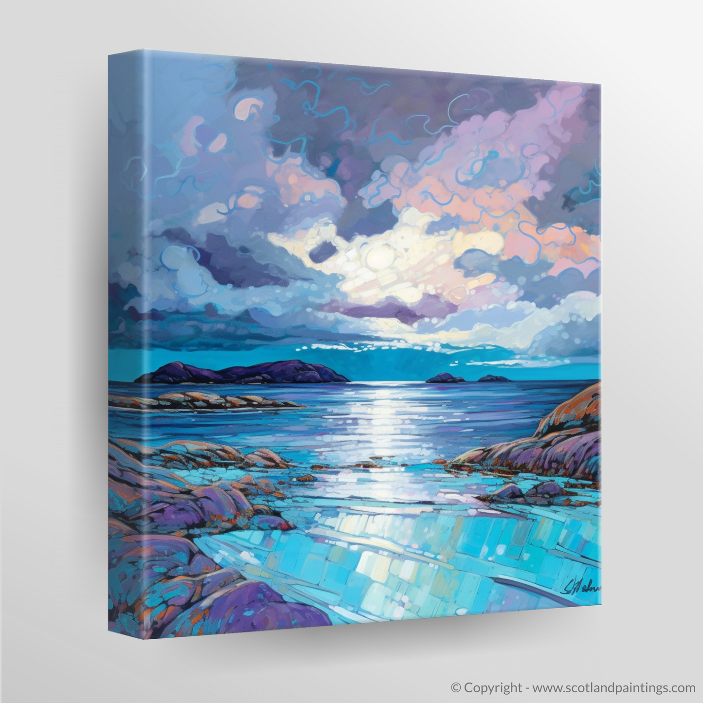 Storm's Embrace over Achmelvich Bay - A Modern Impressionist Ode