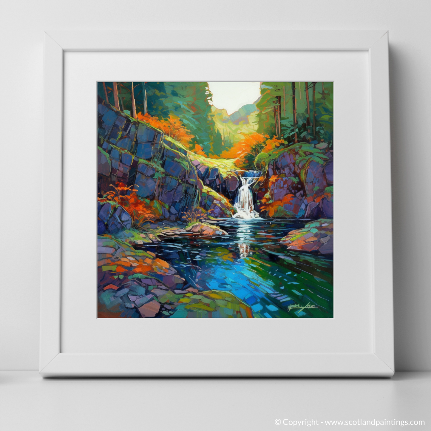 Enchanted Tarf Falls: A Modern Impressionist Journey through Scottish Waterways