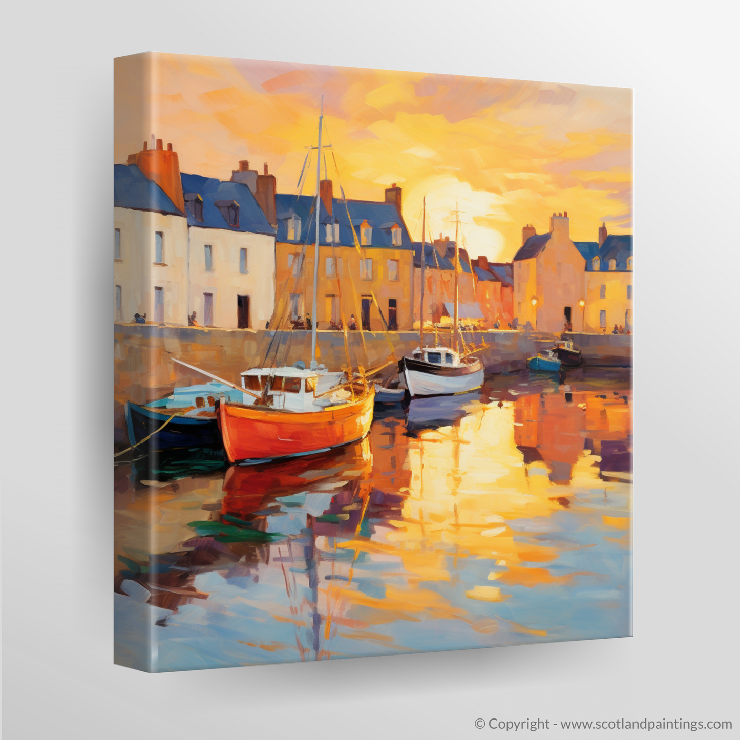 Anstruther Harbour at Golden Hour: A Fauvist Symphony of Light and Colour