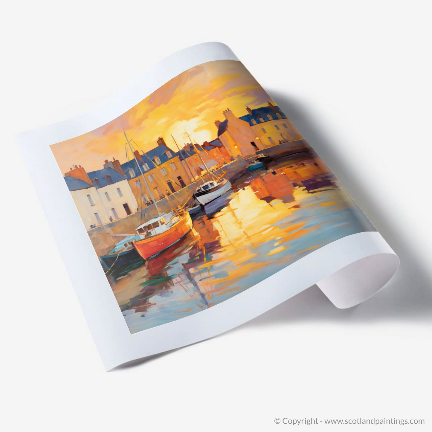 Anstruther Harbour at Golden Hour: A Fauvist Symphony of Light and Colour