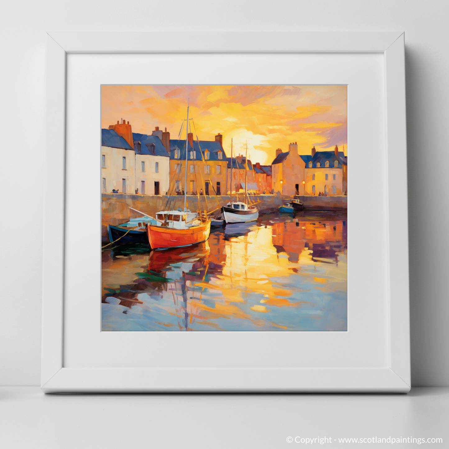 Anstruther Harbour at Golden Hour: A Fauvist Symphony of Light and Colour