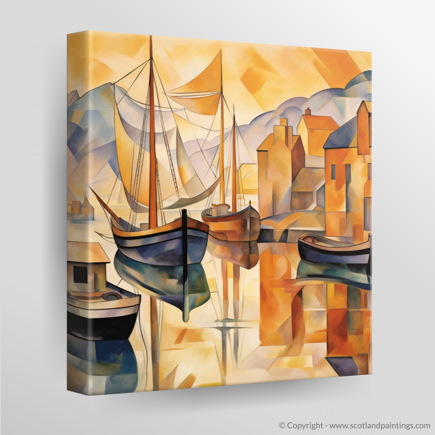 Golden Hour Geometrics: A Cubist Vision of Ullapool Harbour