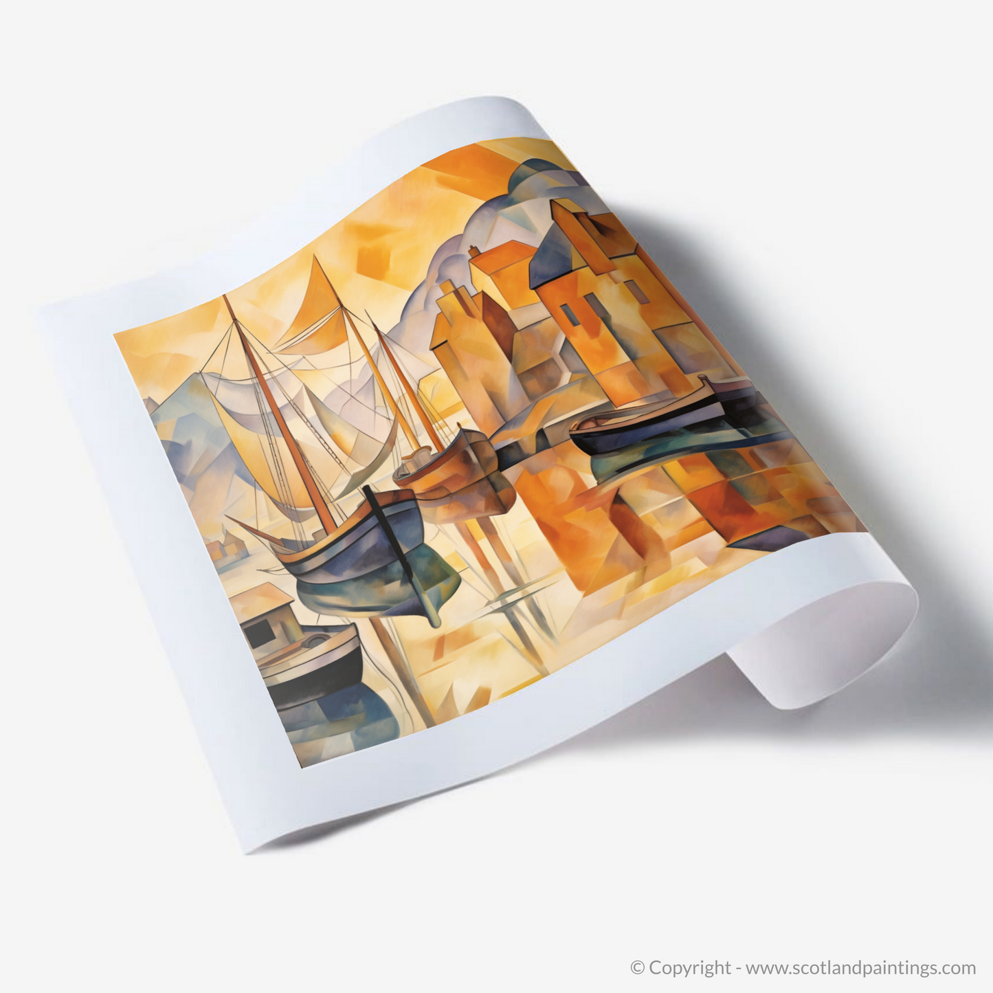 Golden Hour Geometrics: A Cubist Vision of Ullapool Harbour