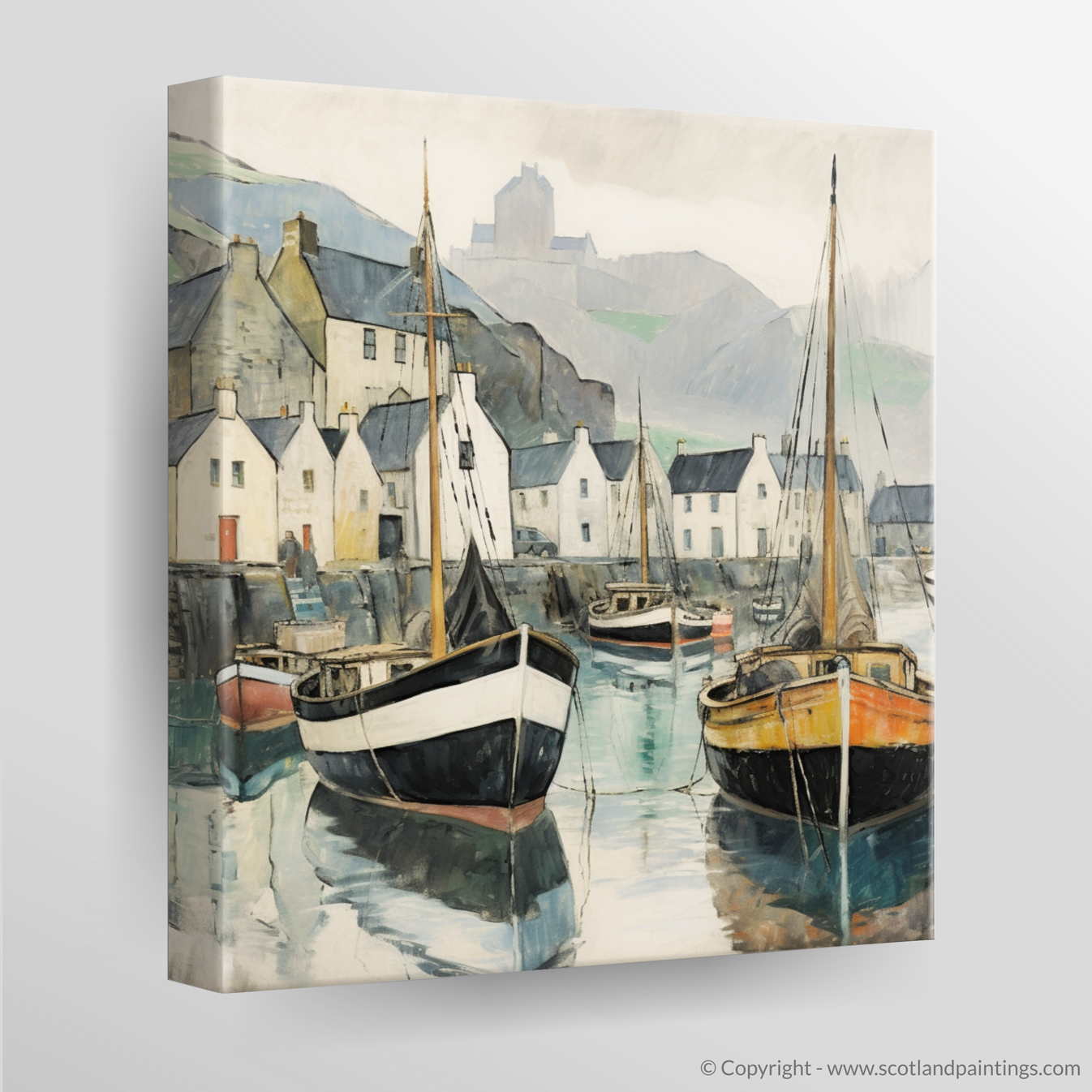 Enchanted Portree Harbour: A Naive Art Homage to Scottish Seaside Sere ...