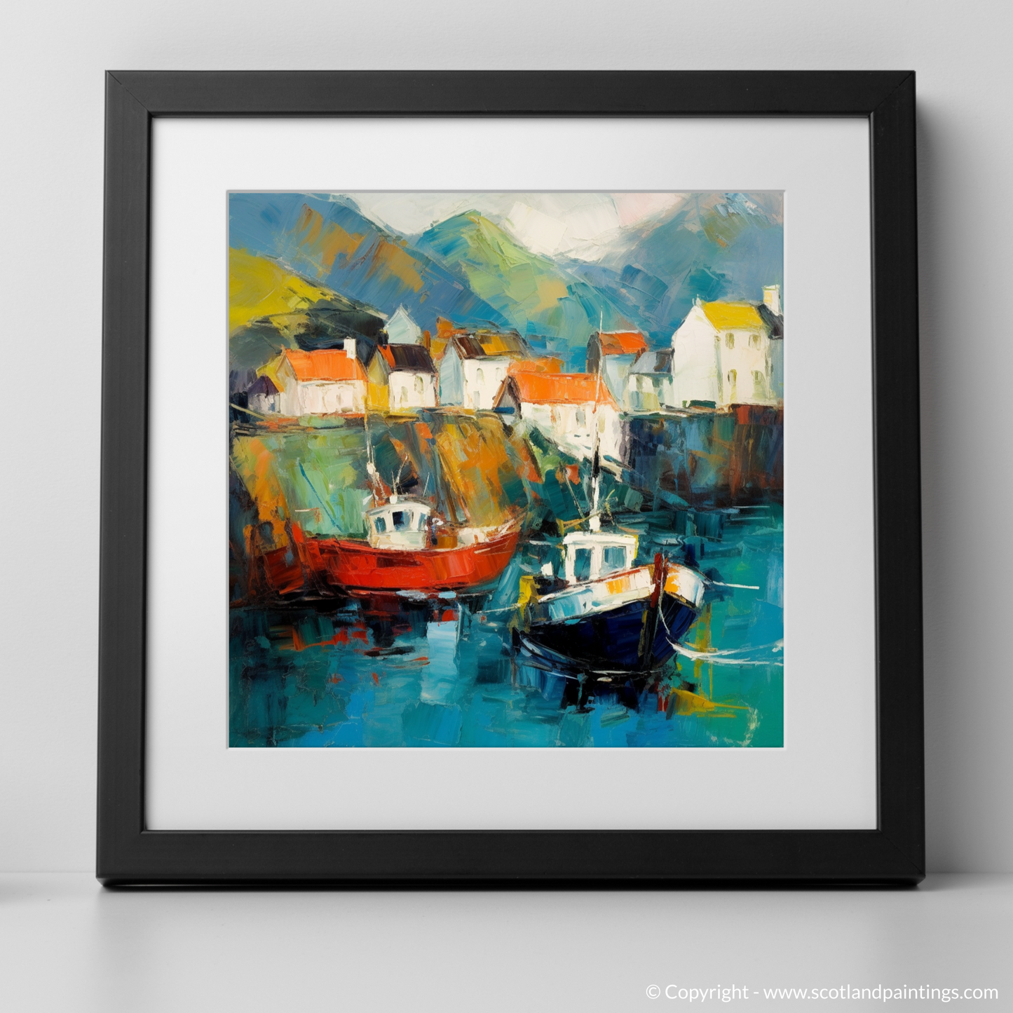 Portree Harbour Essence: An Abstract Symphony of Scottish Coastal Colours