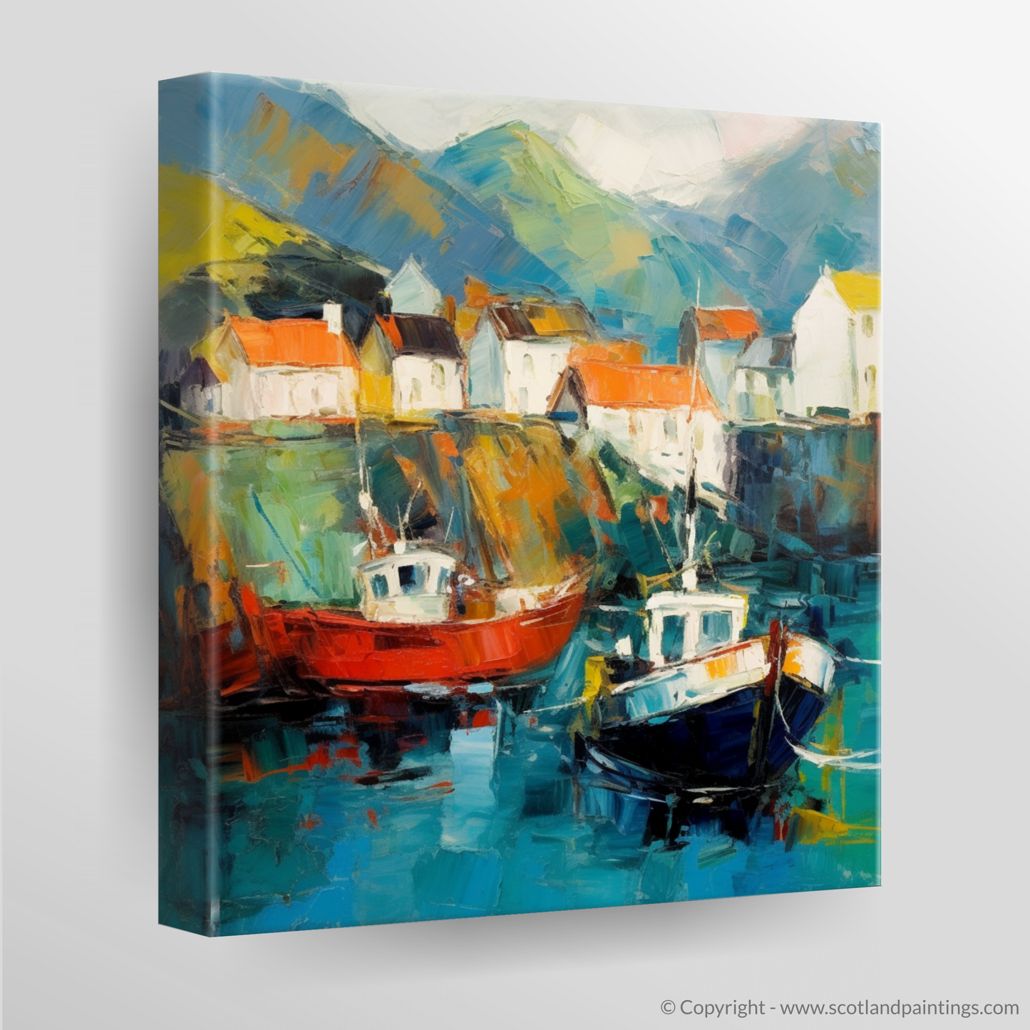 Portree Harbour Essence: An Abstract Symphony of Scottish Coastal Colours