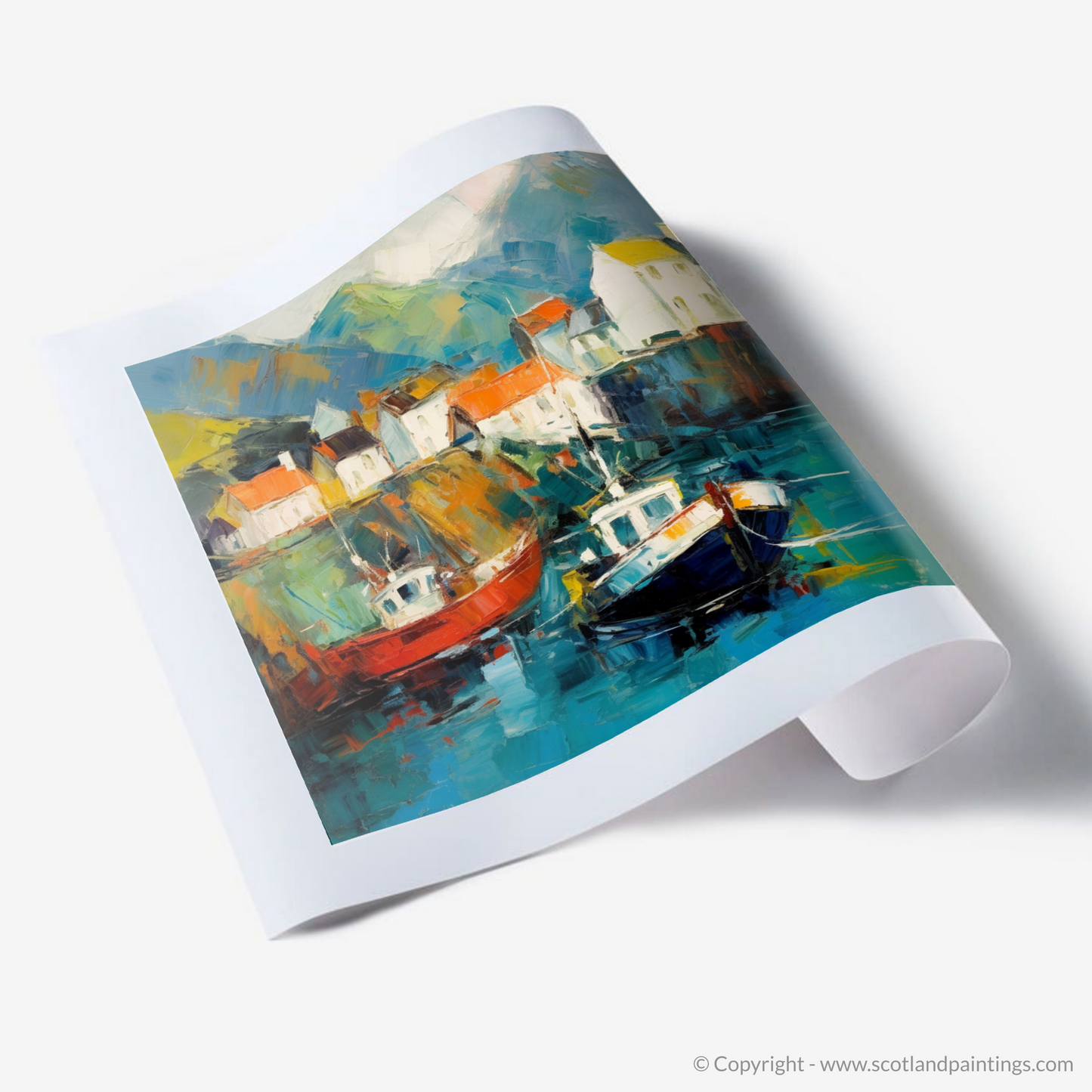 Portree Harbour Essence: An Abstract Symphony of Scottish Coastal Colours