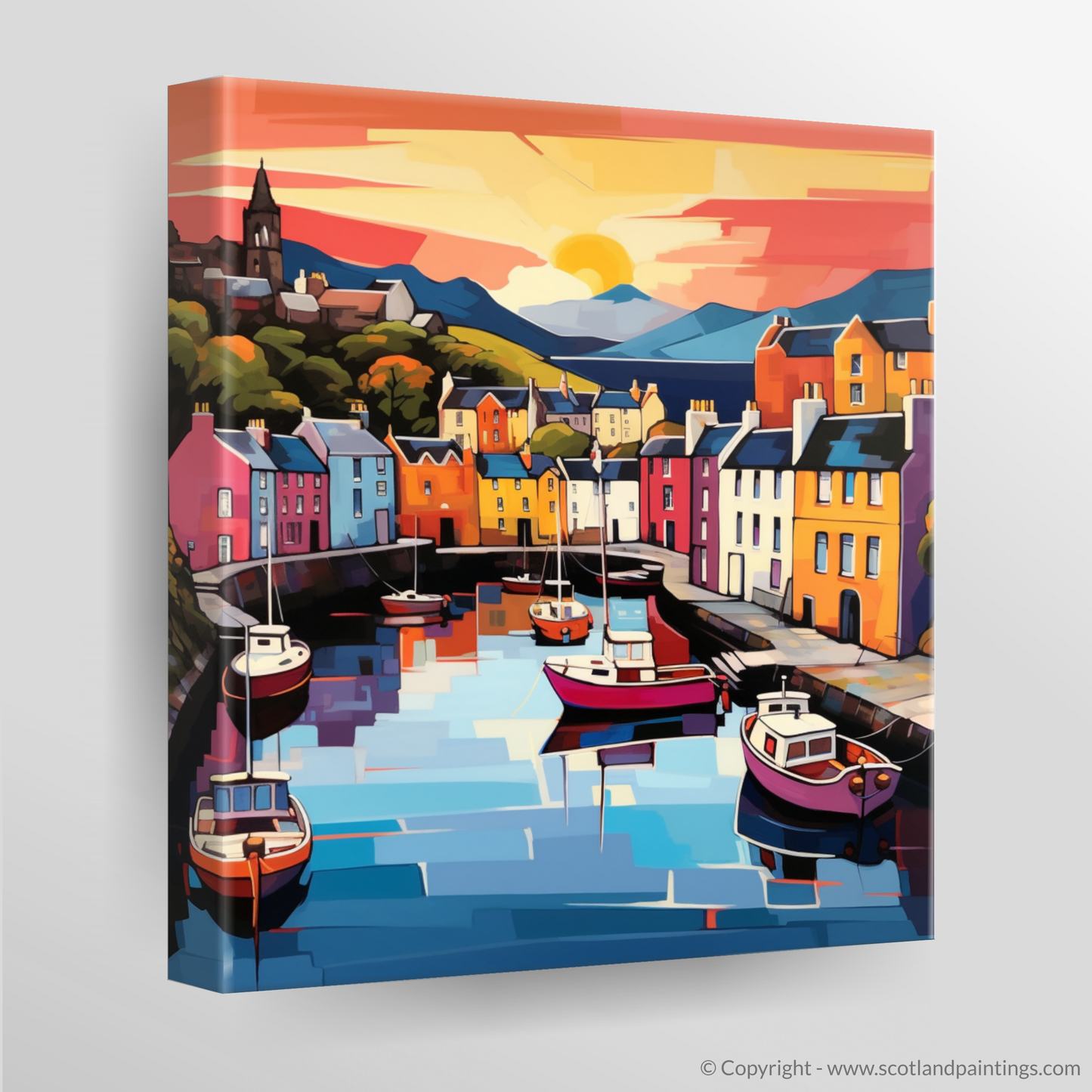 Vibrant Portree: A Pop Art Tribute to Isle of Skye's Coastal Charm