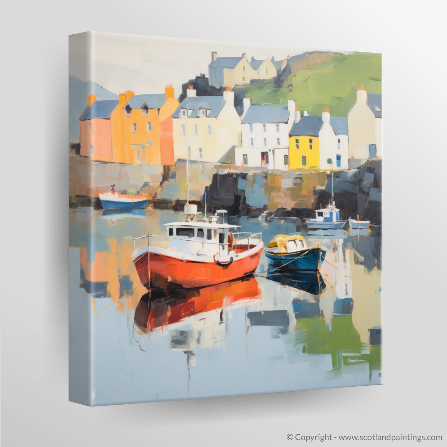 Serene Sanctuary: Portree Harbour in Color Field Style