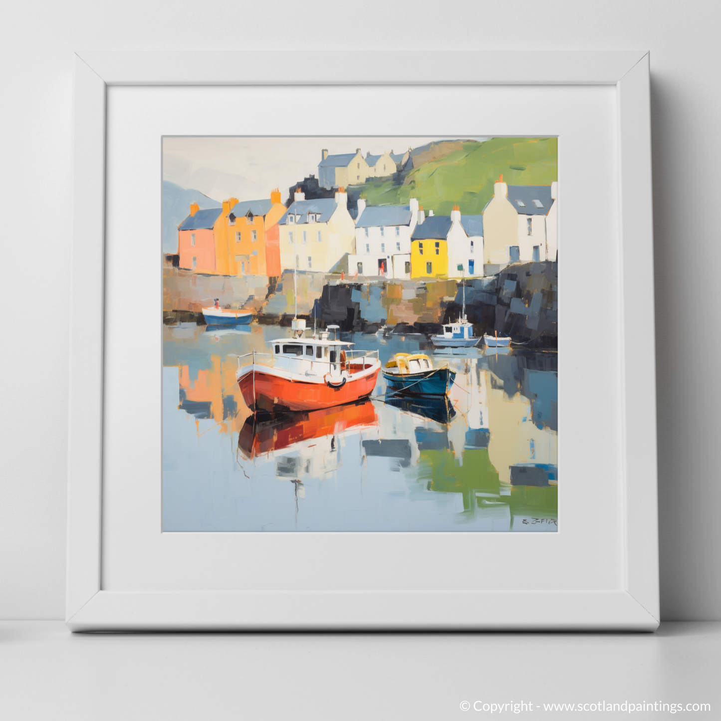 Serene Sanctuary: Portree Harbour in Color Field Style