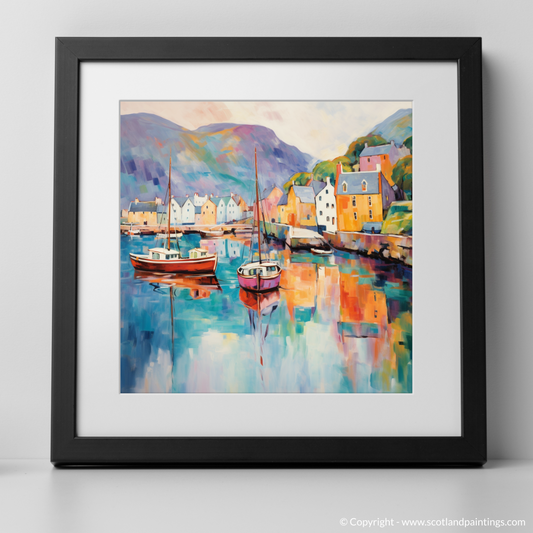 Serenity at Portree Harbour: A Color Field Tribute to Isle of Skye's Coastal Charm