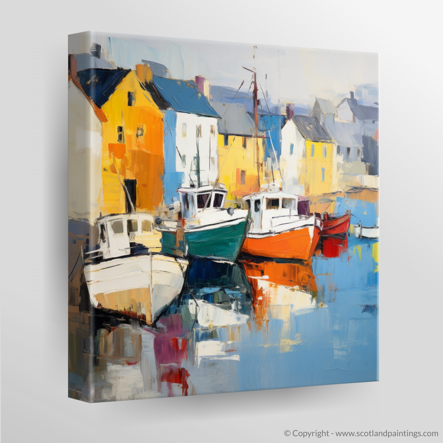 Portree Harbour Essence: An Abstract Expressionist Tribute to Isle of Skye's Coastal Charm