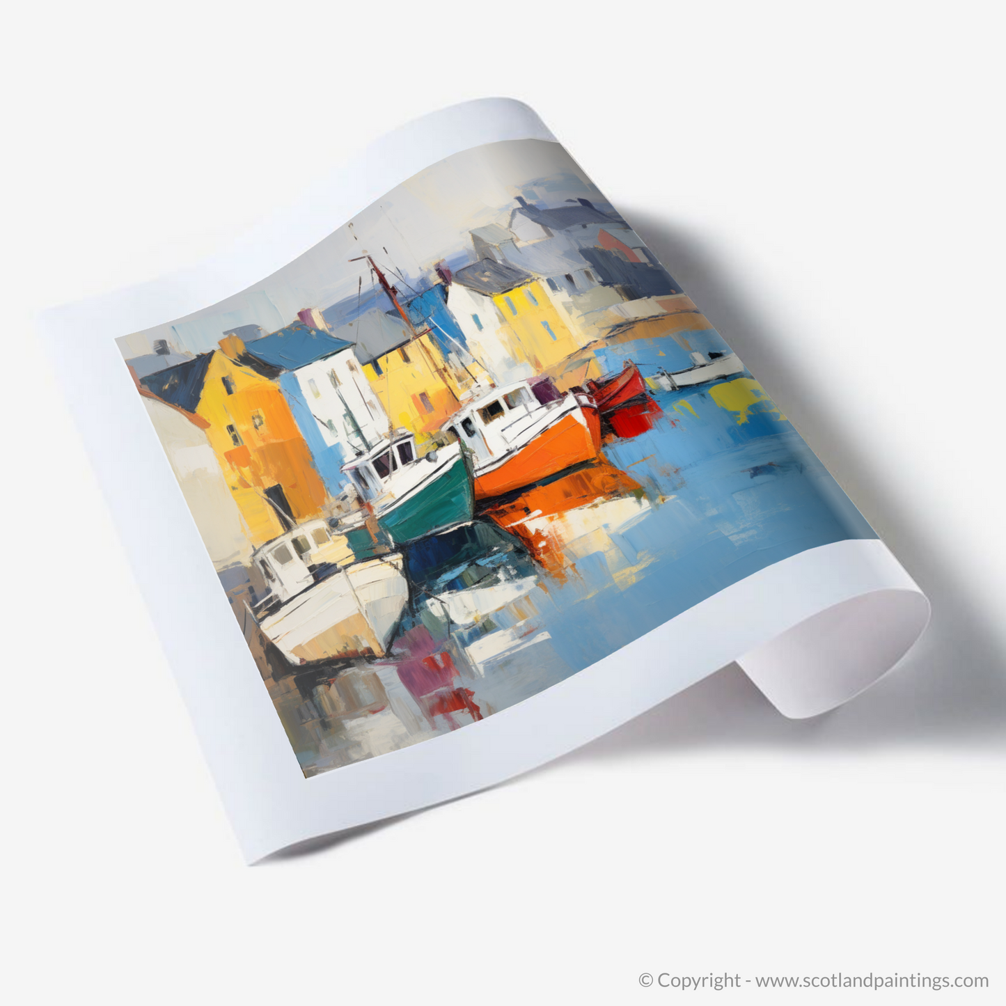 Portree Harbour Essence: An Abstract Expressionist Tribute to Isle of Skye's Coastal Charm