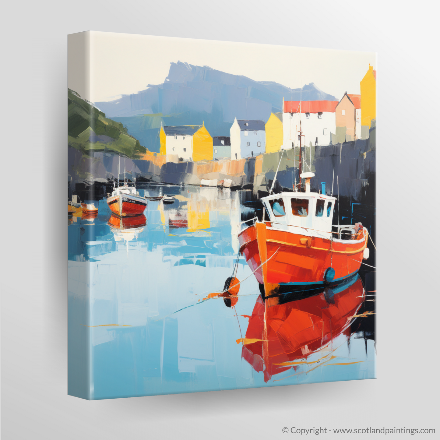 Portree Harbour Reflections: A Contemporary Scottish Vista