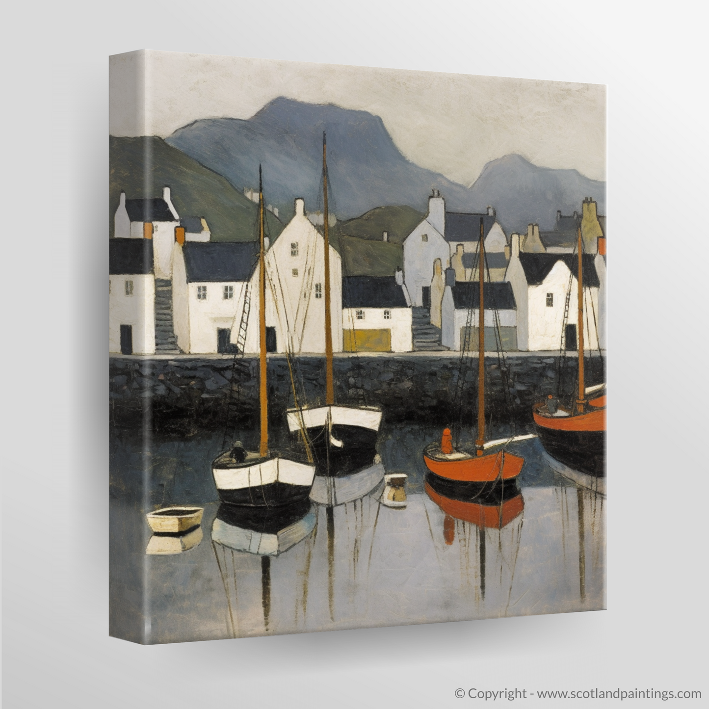 Portree Harbour Serenity: A Naive Art Tribute