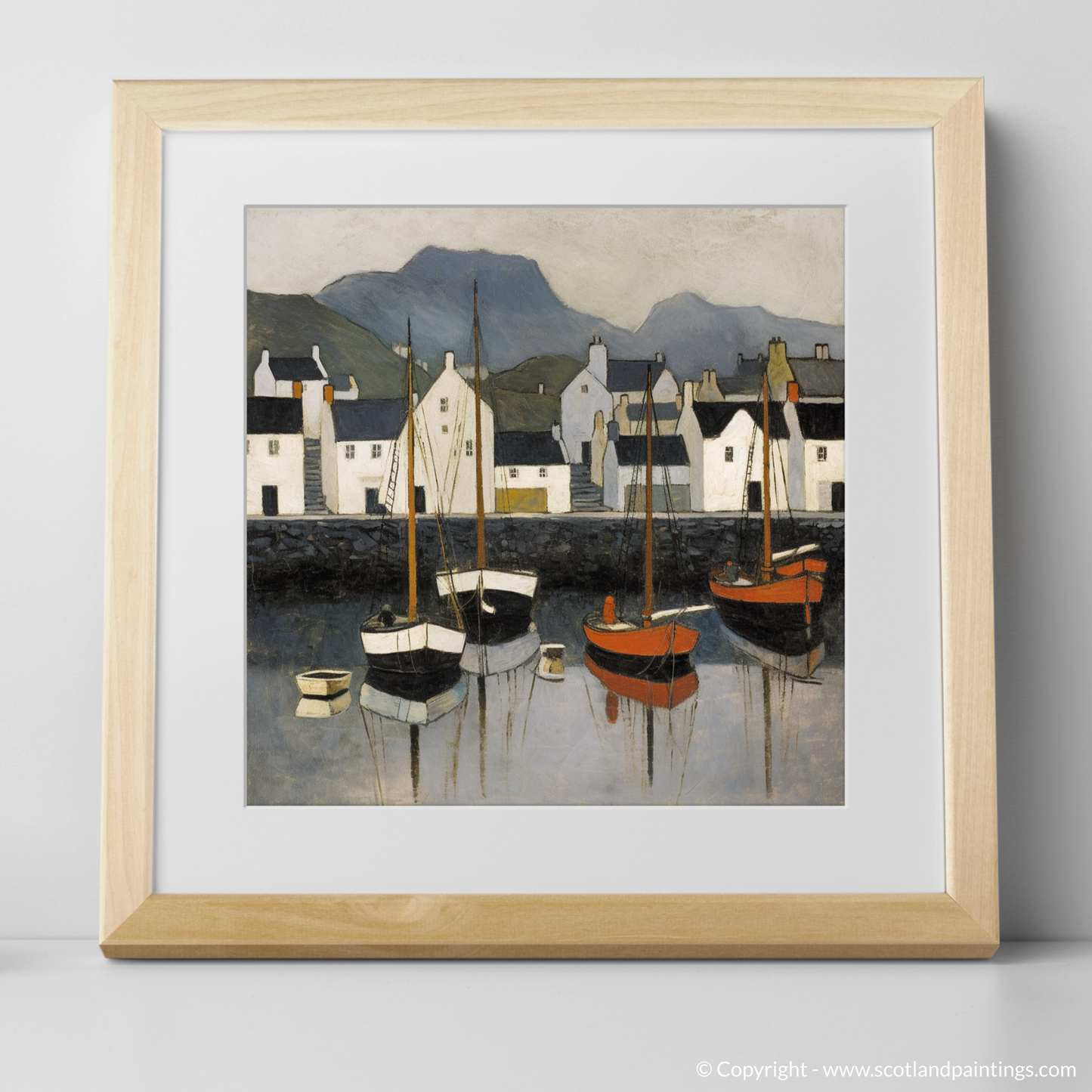 Portree Harbour Serenity: A Naive Art Tribute