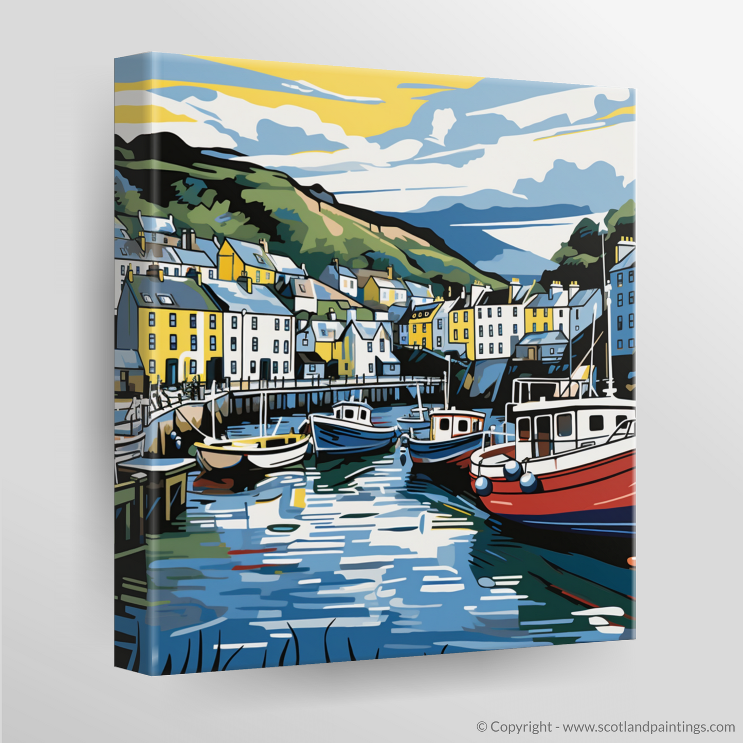 Portree Harbour Pop Art Panorama