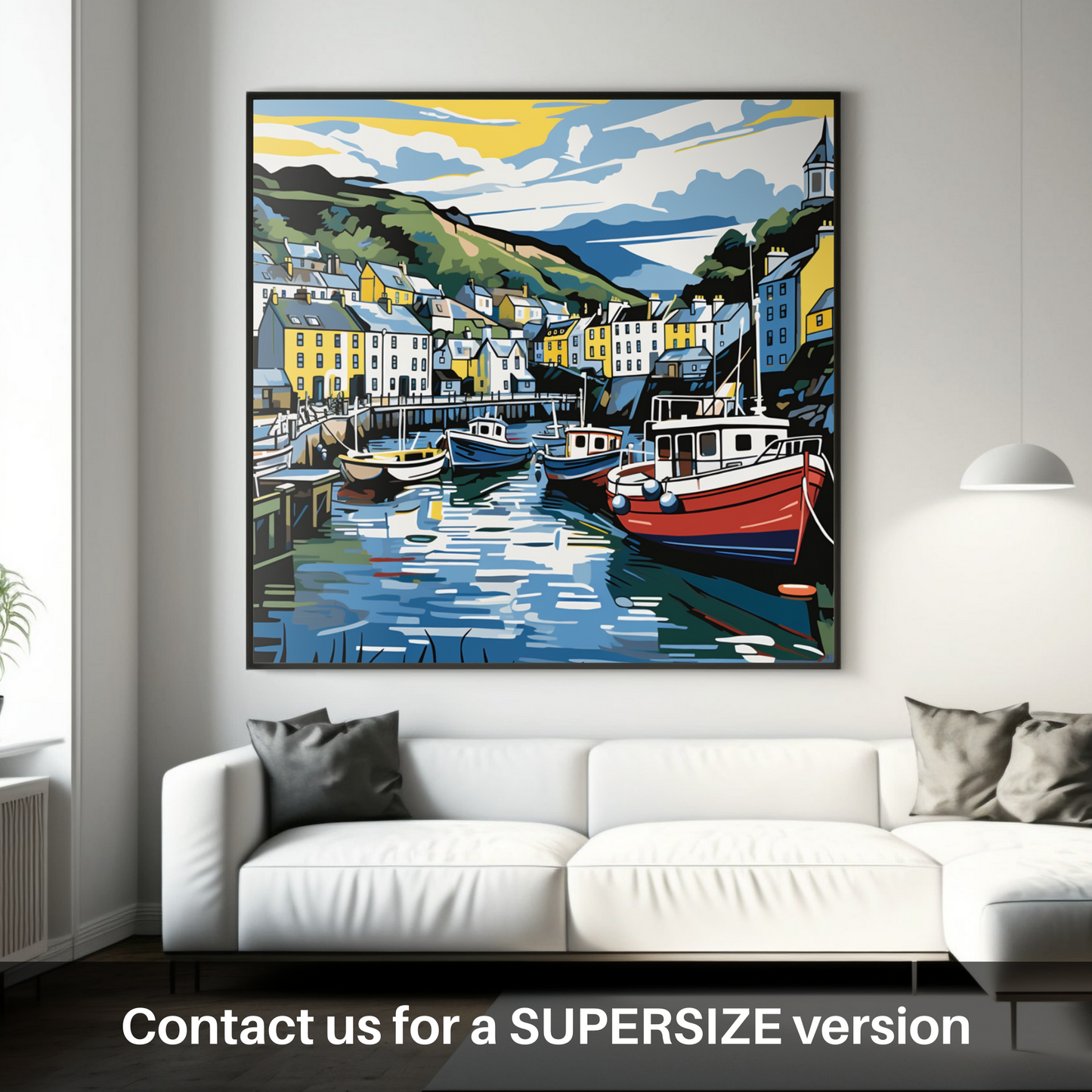 Portree Harbour Pop Art Panorama