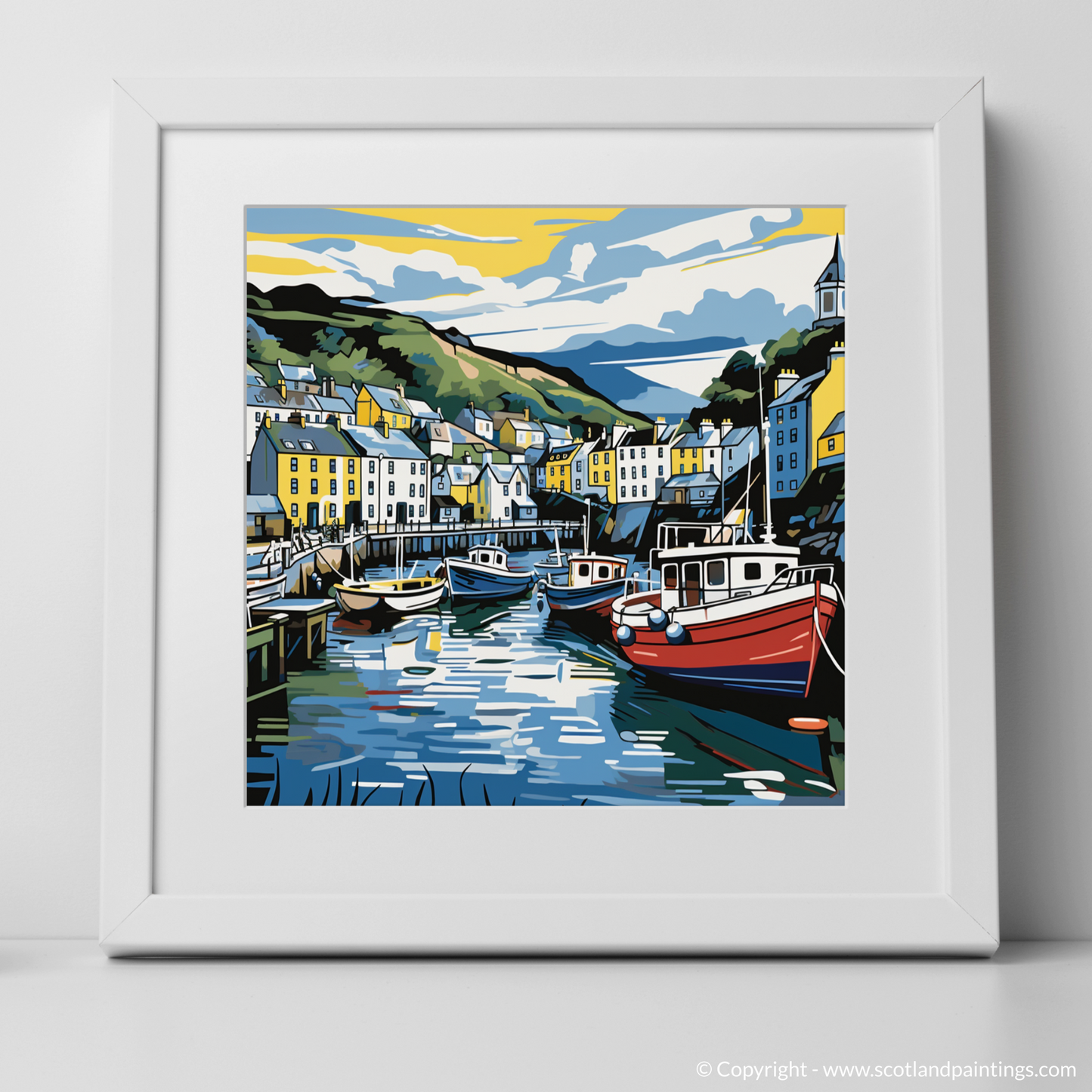 Portree Harbour Pop Art Panorama