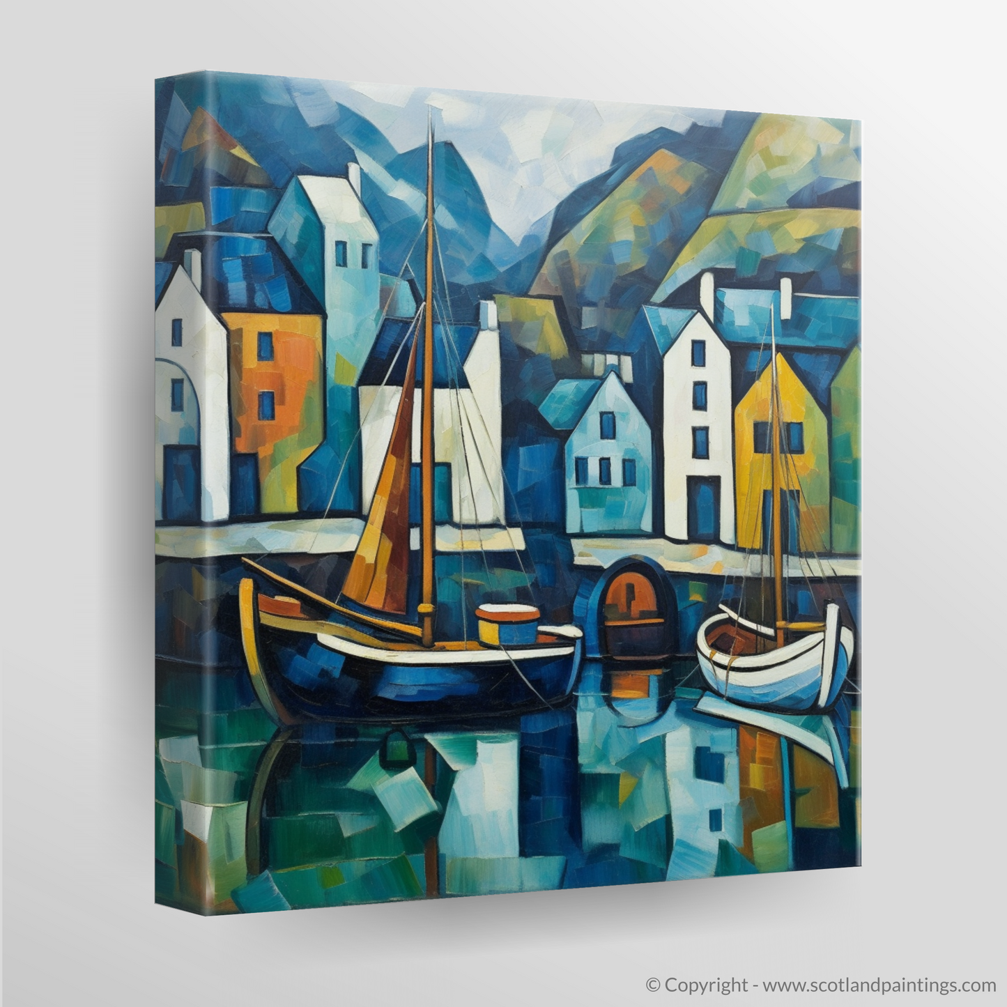 Cubist Portree: A Geometric Ode to the Scottish Harbour
