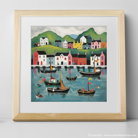 Portree Harbour Whimsy: A Naive Art Tribute to Isle of Skye's Seaside Charm