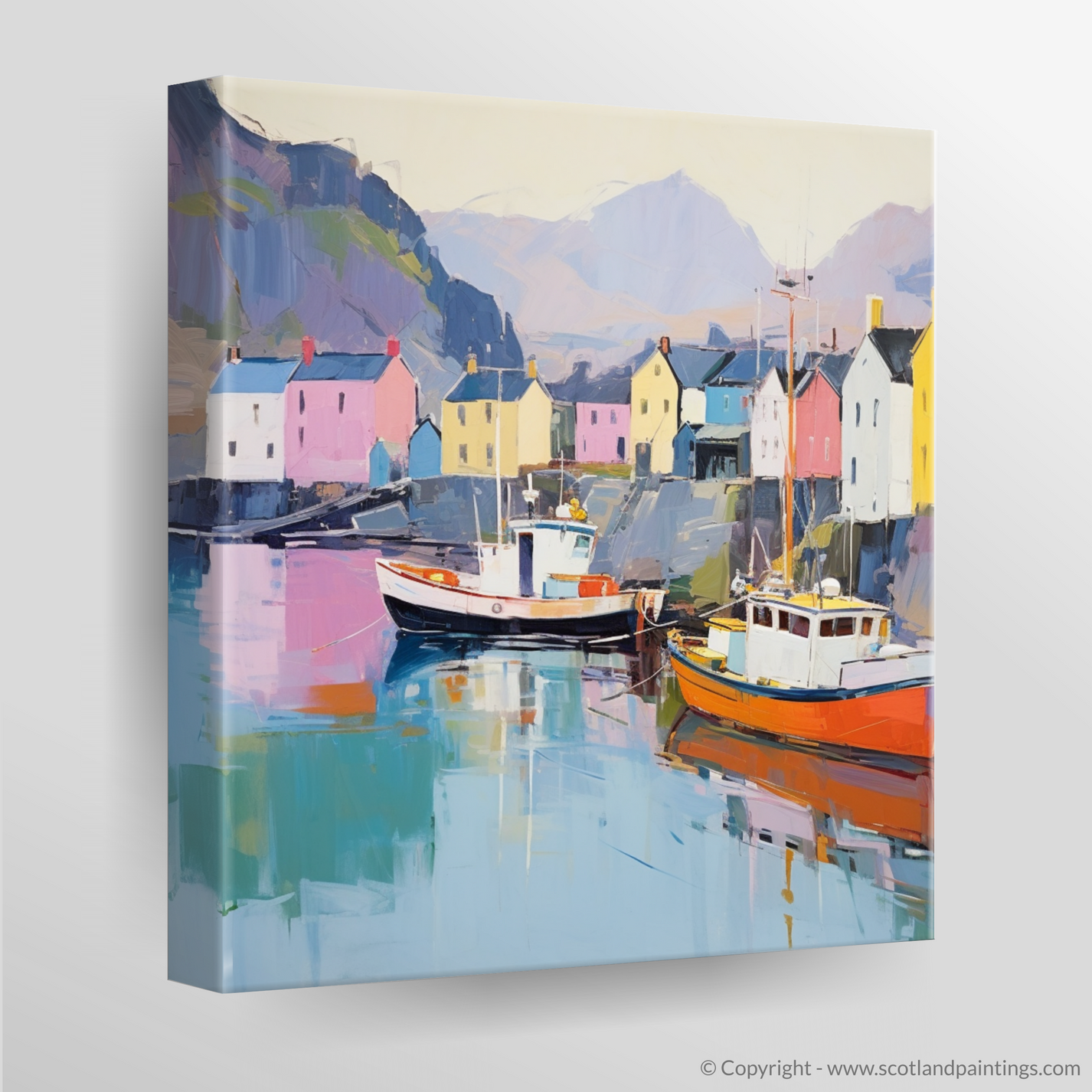 Serene Reflections of Portree Harbour – Scotland Paintings and Art Prints