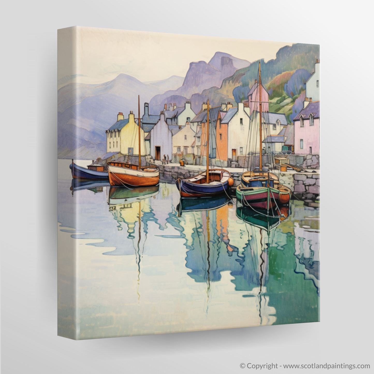 Portree Harbour: An Art Nouveau Dreamscape of Scottish Serenity