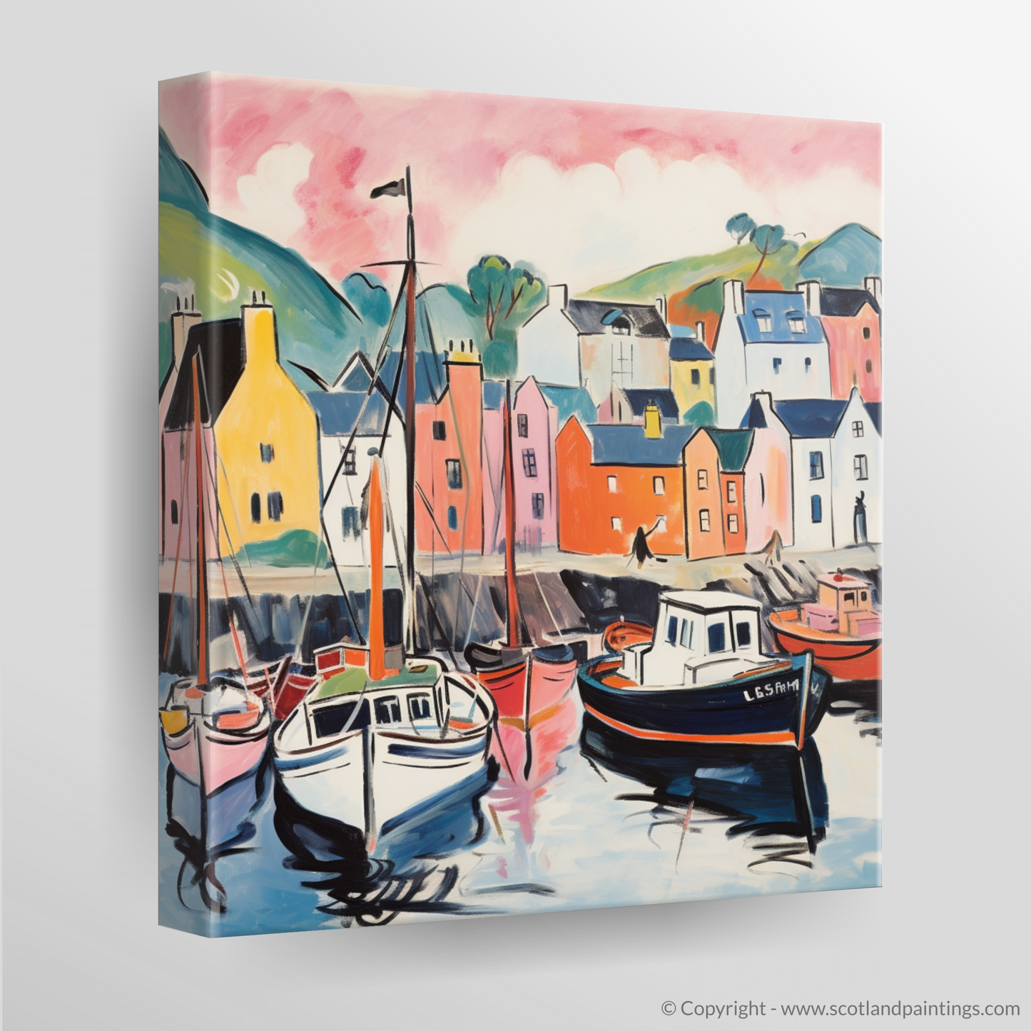 Vibrant Portree Harbour: A Fauvist Ode to Isle of Skye's Charm