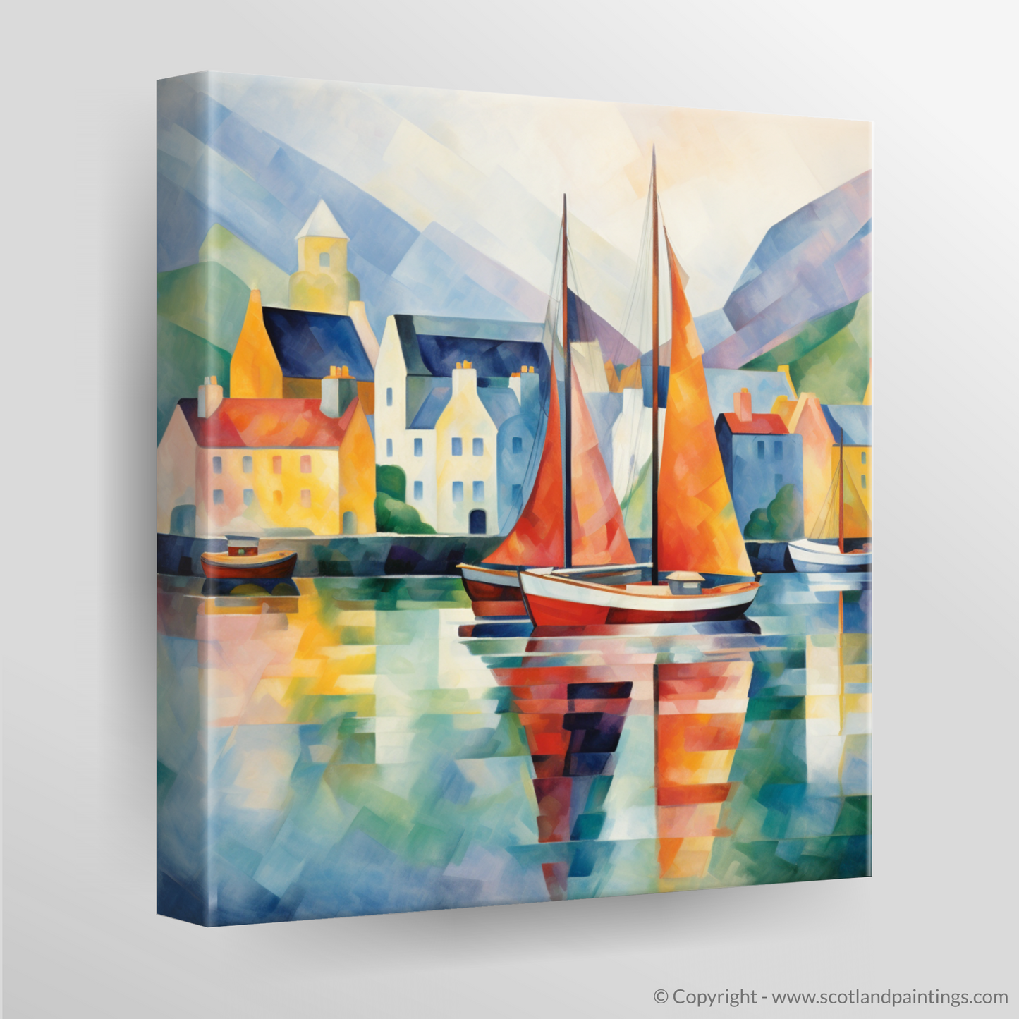 Cubist Portree Harbour: A Scottish Coastal Symphony