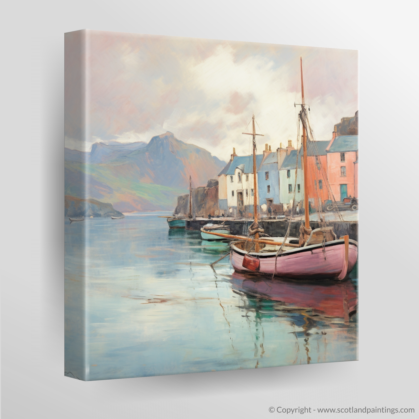 Serene Portree Harbour: An Impressionist Tribute to Scottish Coastal L ...