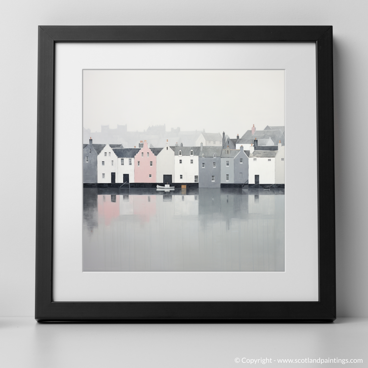 Mist of Tranquility: Portree Harbour in Minimalist Grace