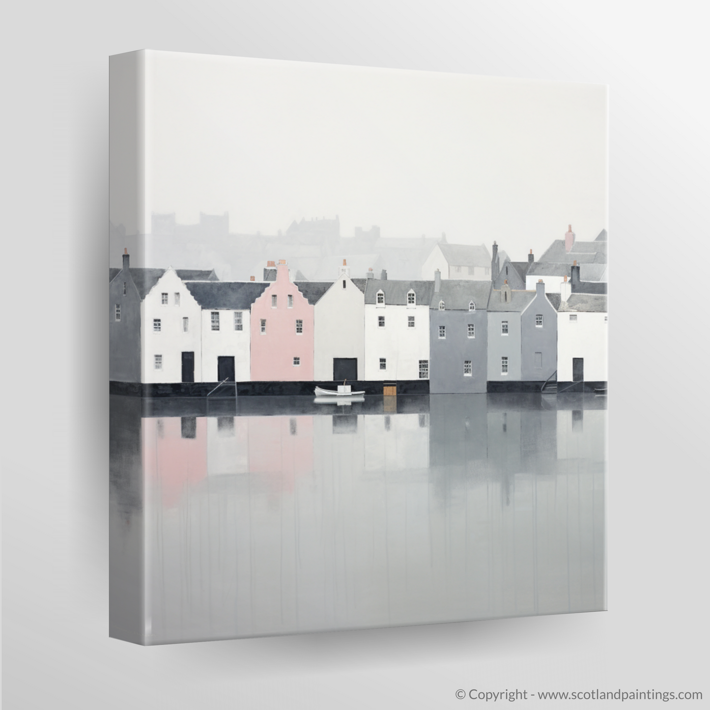 Mist of Tranquility: Portree Harbour in Minimalist Grace