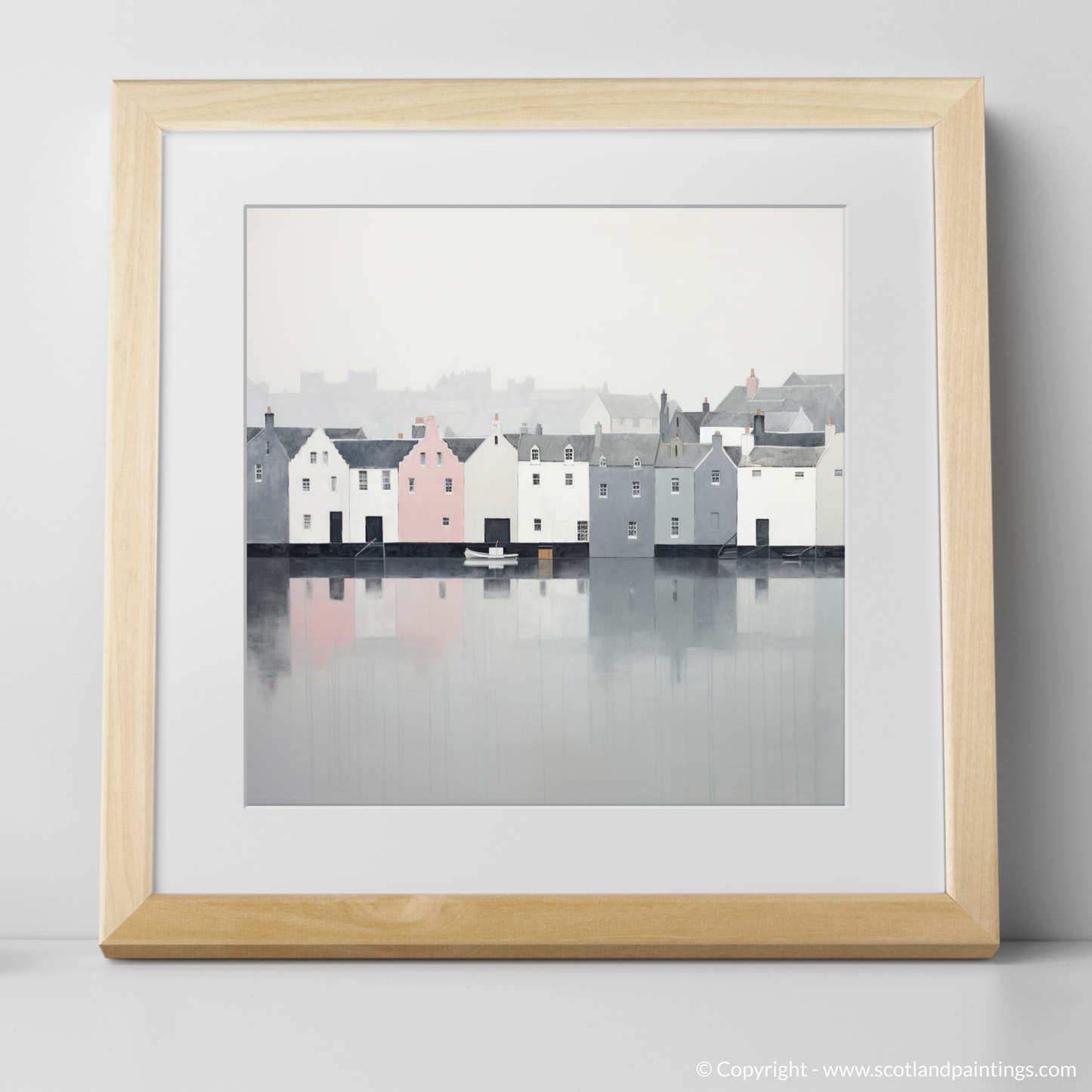 Mist of Tranquility: Portree Harbour in Minimalist Grace