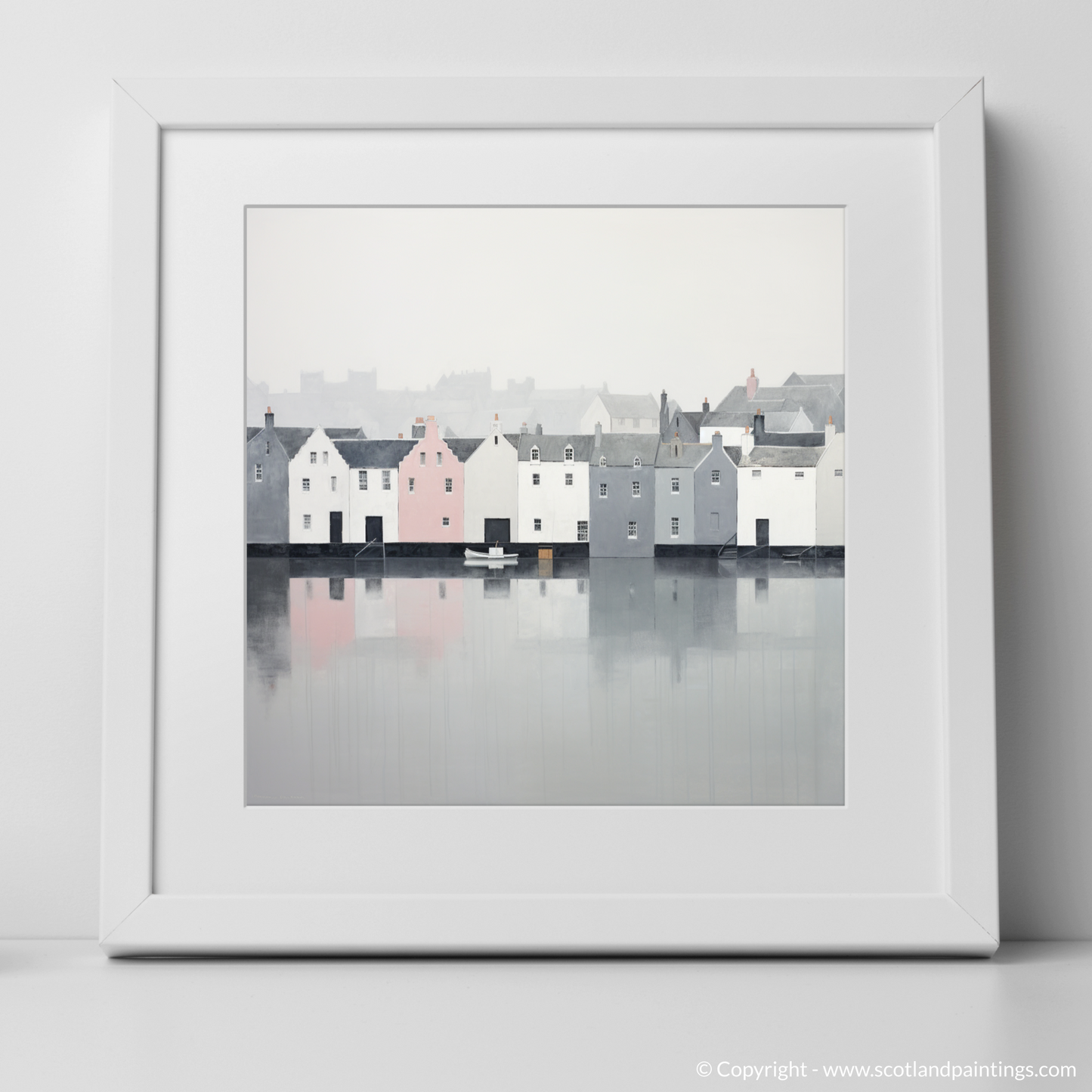 Mist of Tranquility: Portree Harbour in Minimalist Grace