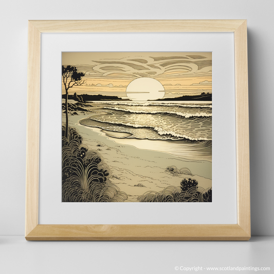 Golden Twilight Serenity: Nairn Beach Art Nouveau Inspired