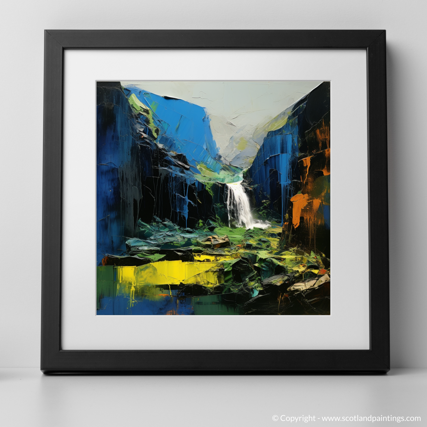 Majestic Cascade of Steall Falls: An Abstract Expressionist Tribute