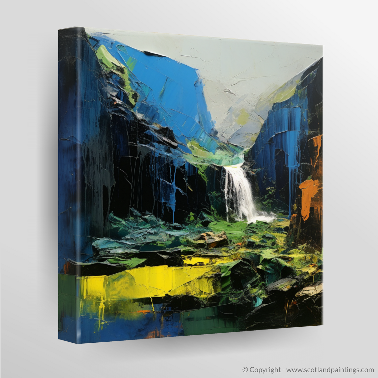 Majestic Cascade of Steall Falls: An Abstract Expressionist Tribute