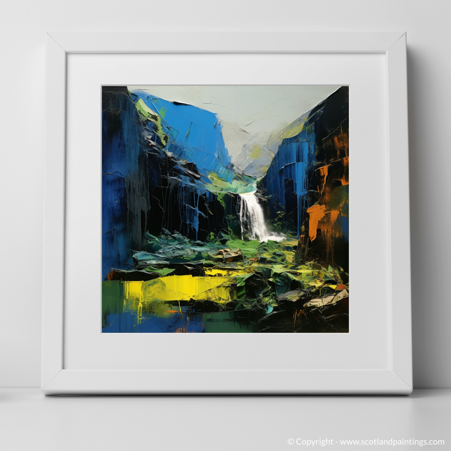 Majestic Cascade of Steall Falls: An Abstract Expressionist Tribute