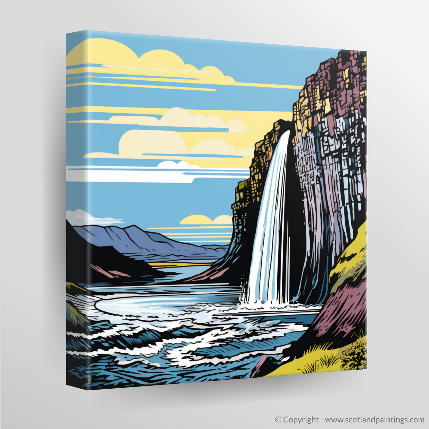 Mealt Falls Majesty: A Pop Art Tribute to Skye's Natural Wonder