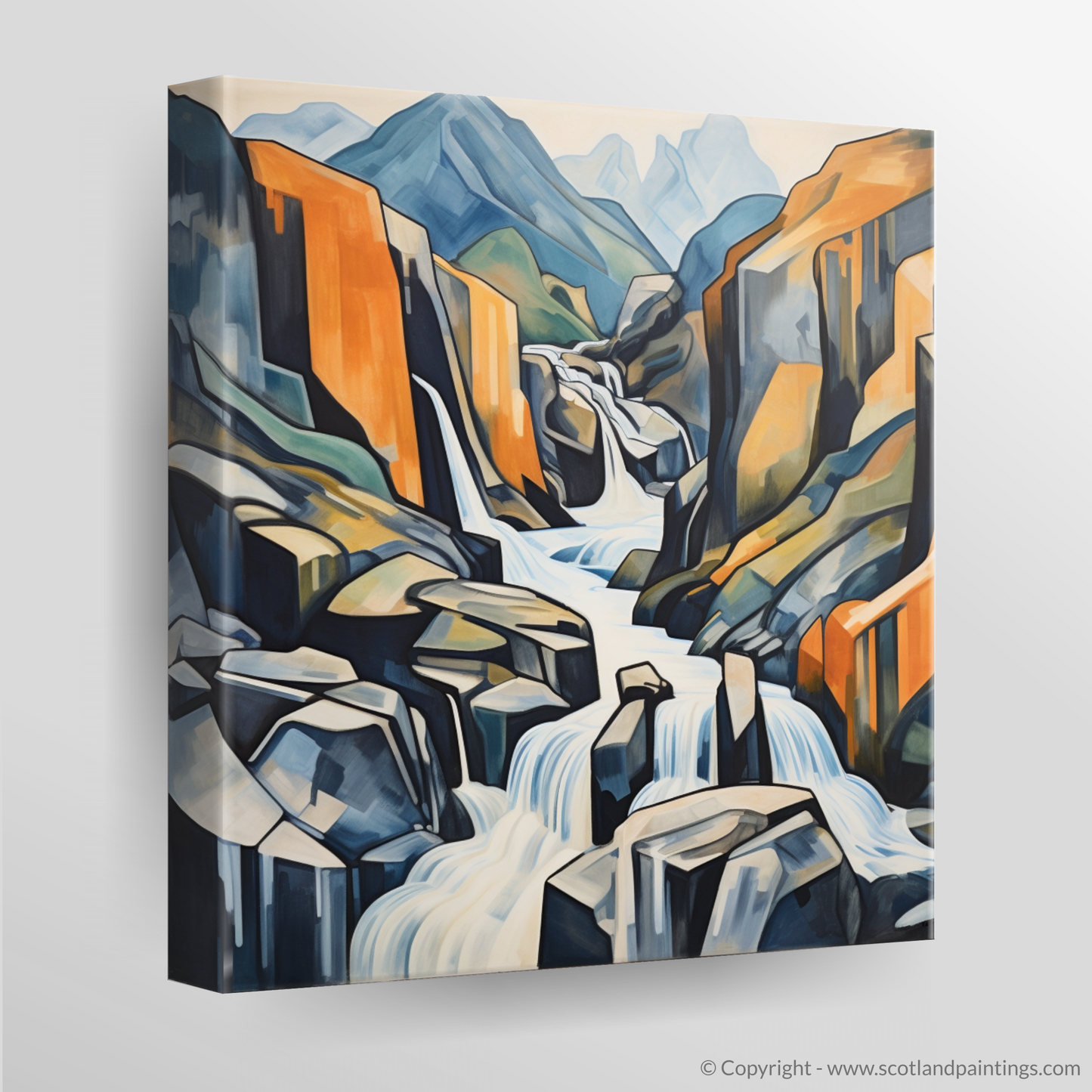 Cubist Cascade: An Abstract Symphony of Steall Falls