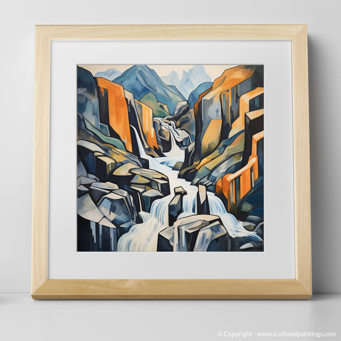 Cubist Cascade: An Abstract Symphony of Steall Falls