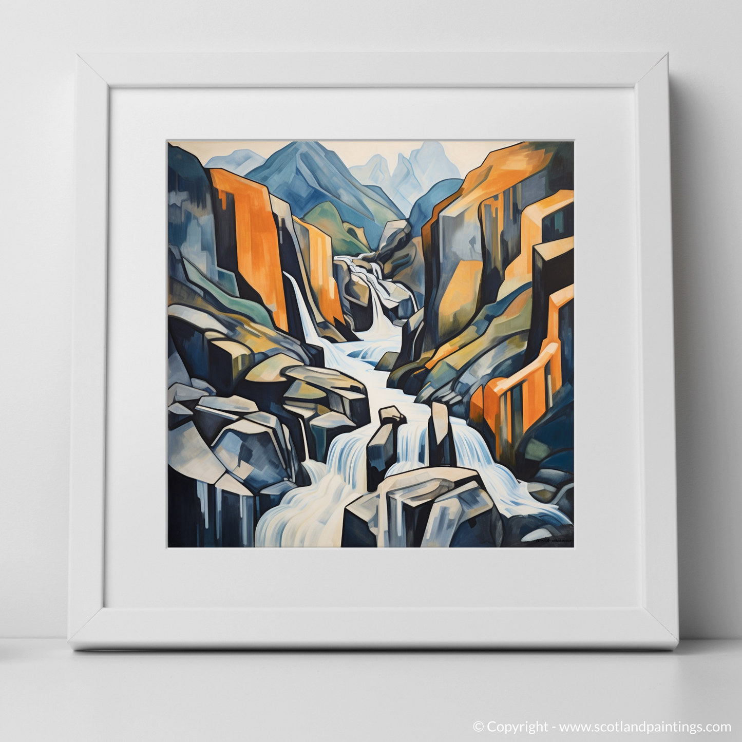 Cubist Cascade: An Abstract Symphony of Steall Falls