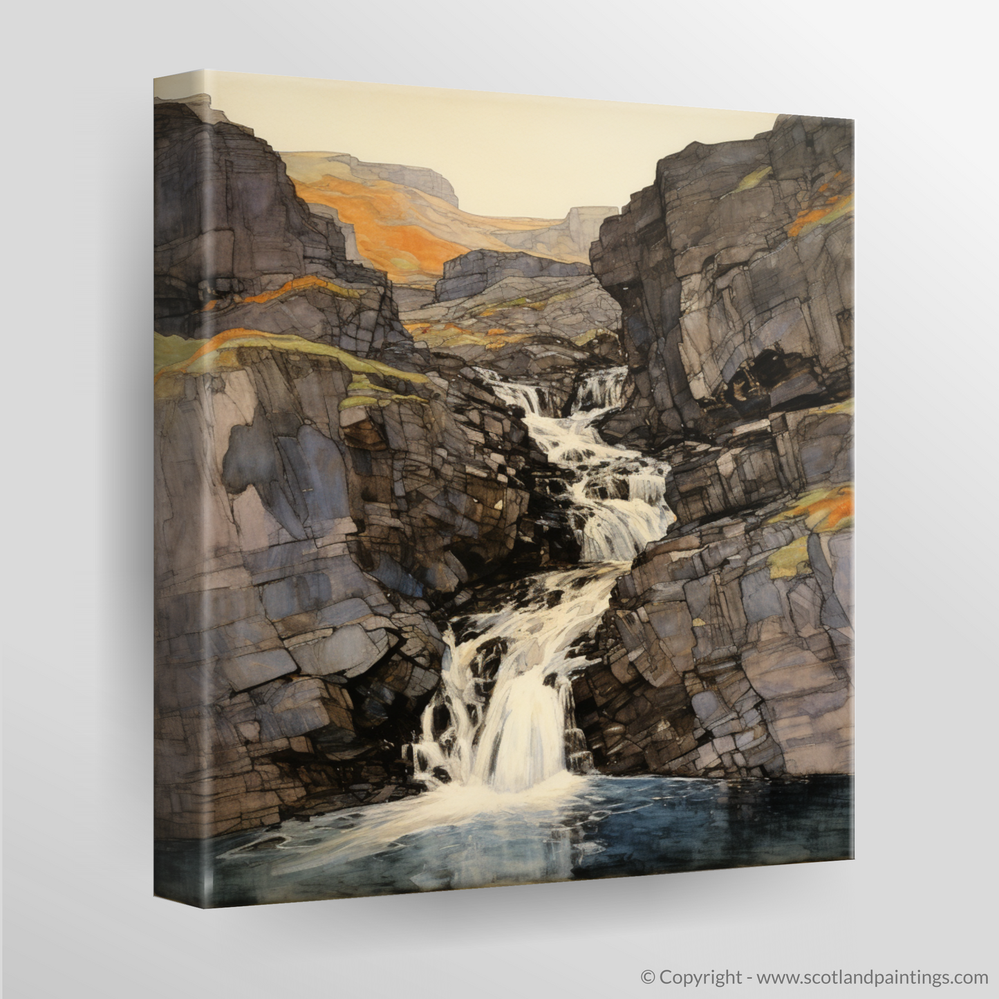 Enchanting Mealt Falls: An Art Nouveau Tribute to the Isle of Skye