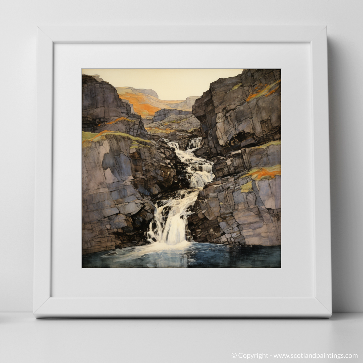 Enchanting Mealt Falls: An Art Nouveau Tribute to the Isle of Skye