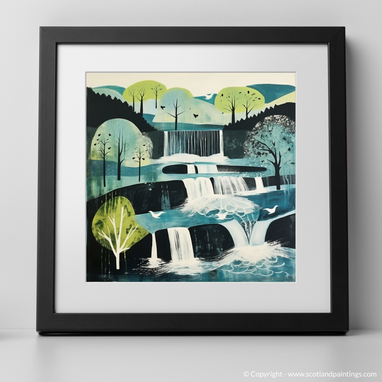 Enchanted Cascades of Tarf: A Naive Art Tribute to Perthshire's Waterfall Wonderland