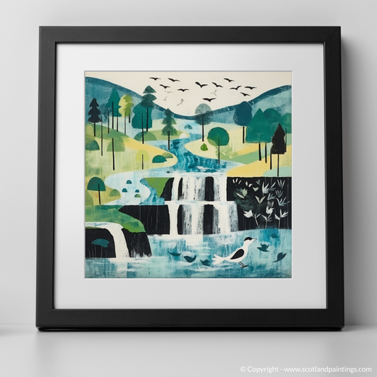 Enchanted Cascades: A Naive Art Vision of Falls of Tarf