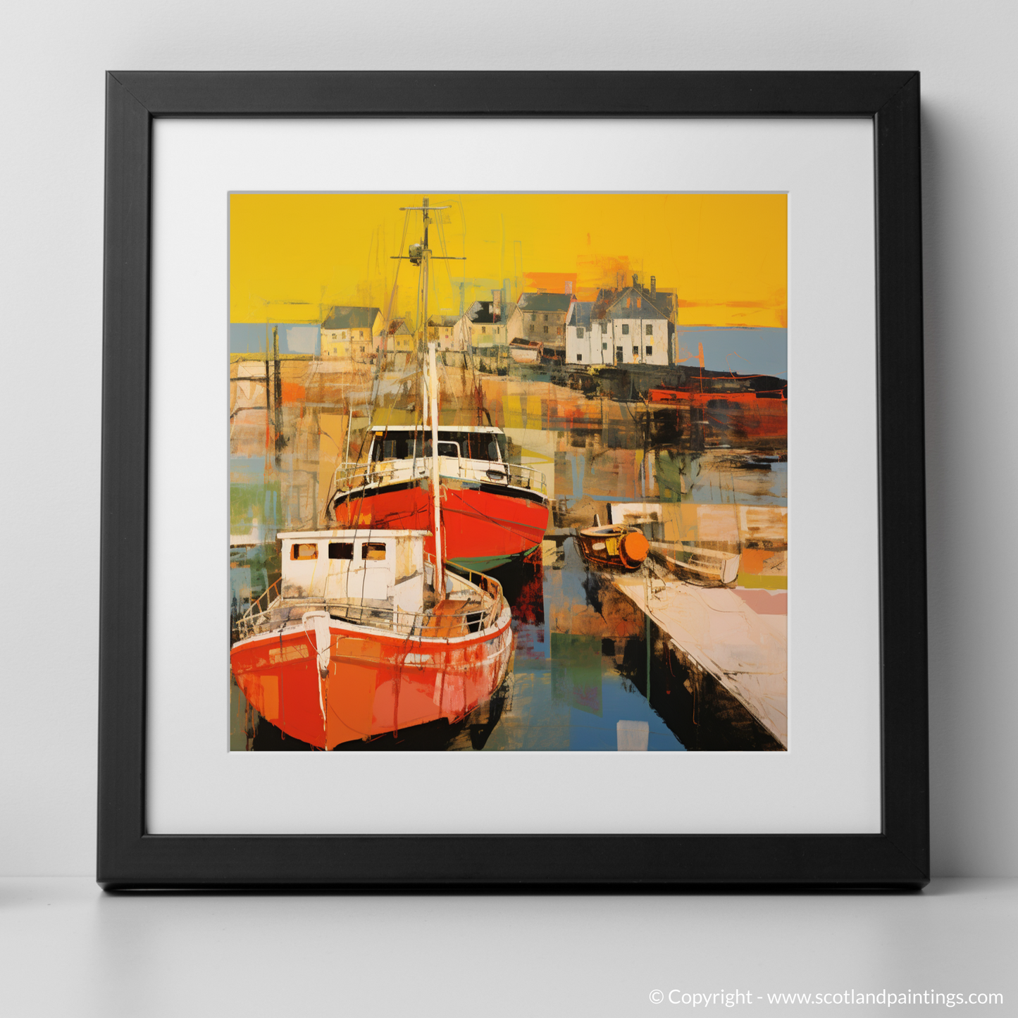 Golden Hour at Dunbar Harbour: A Pop Art Ode to Scottish Seascapes