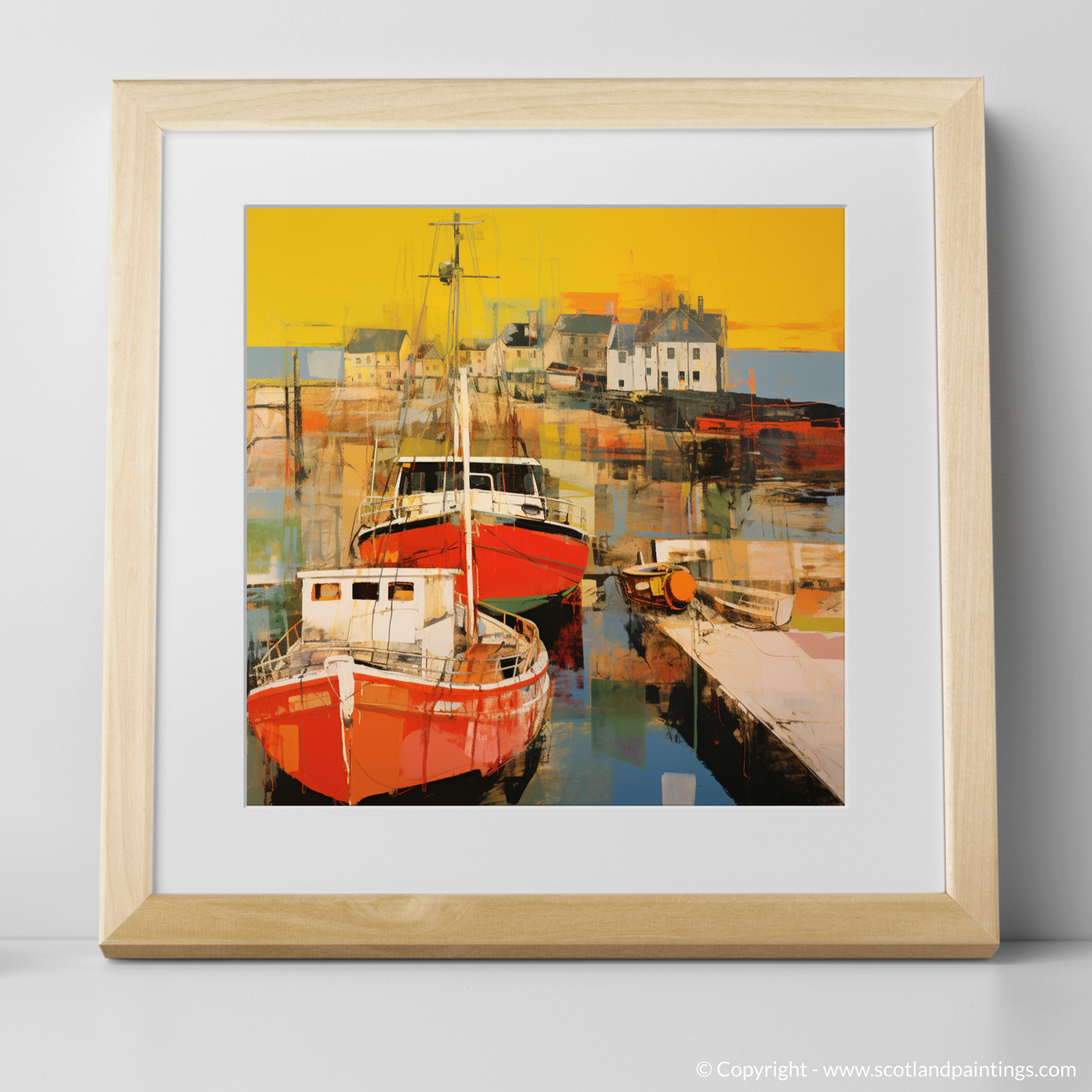 Golden Hour at Dunbar Harbour: A Pop Art Ode to Scottish Seascapes