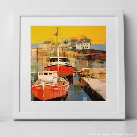 Golden Hour at Dunbar Harbour: A Pop Art Ode to Scottish Seascapes