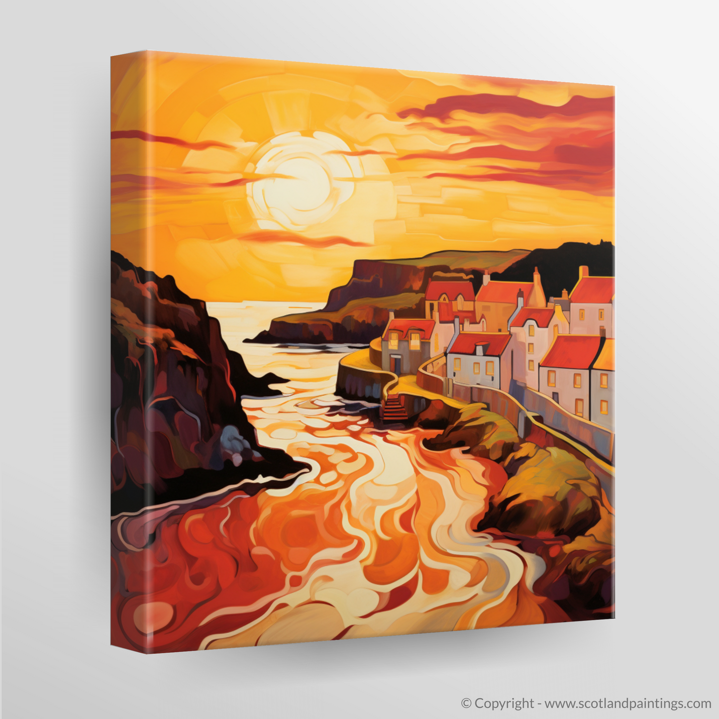 Portsoy Harbour at Golden Hour: An Abstract Symphony of Light and Colour